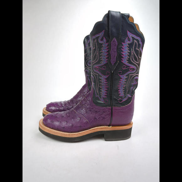 [SOLD] NWT LUCCHESE 2000 Women's Sz 6B Purple Ostrich Leather Boots T1506HD - Picture 7 of 10